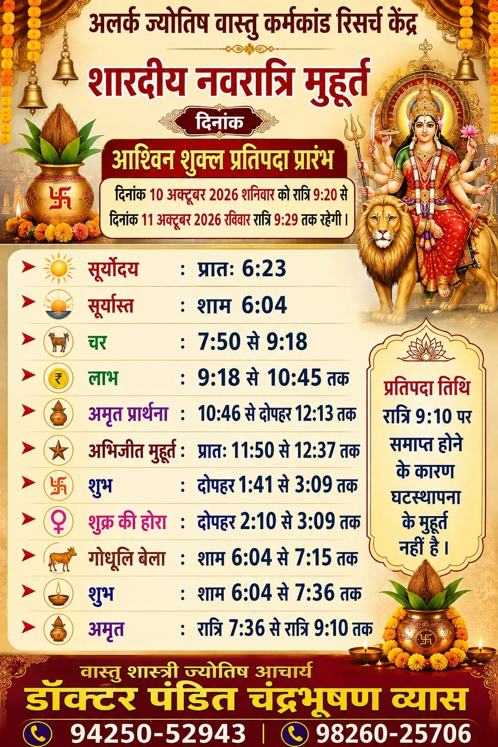 Sharadiya Navratri auspicious time